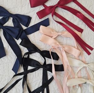 Blue Black Red Pink White Hair Bow Alligator Clip Ribbon